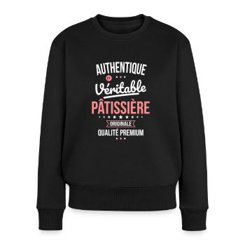 Authentique et véritable pâtissière - Originale - Pull Premium bio Femme - noir - Devant - Julia (174cm)