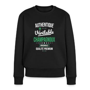 Authentique et véritable Champagnoux - Originale - Pull Premium bio Femme - noir - Devant - Julia (174cm)