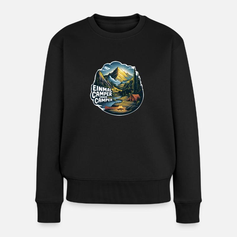 Einmal Camper immer Camper Naturerlebnis pur - Frauen Premium Bio Pullover - Schwarz