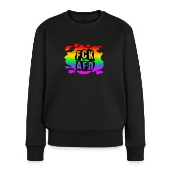 Stop AfD contre la droite, la démocratie, la diversité, la gauche - Pull Premium bio Femme - noir - Devant - Julia (174cm)