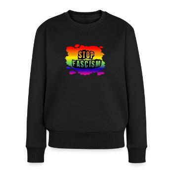 Stop AfD contre la droite, la démocratie, la diversité, la gauche - Pull Premium bio Femme - noir - Devant - Julia (174cm)