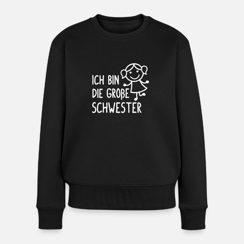 Die große Schwester - Frauen Premium Bio Pullover - Schwarz