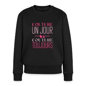 Nähen - Frauen Premium Bio Pullover - Schwarz - Vorne - Julia (174cm)