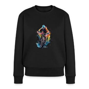 Mountainbike für einen Mountainbiker Radfahrer - Frauen Premium Bio Pullover - Schwarz - Vorne - Julia (174cm)