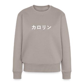 Carolin, Caroline, Karolin, Karoline en japonais - Pull Premium bio Femme - taupe - Devant - Julia (174cm)