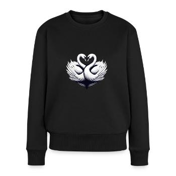 Schwan diese zwei Schwäne bilden ein Herz für dich - Frauen Premium Bio Pullover - Schwarz - Vorne - Julia (174cm)
