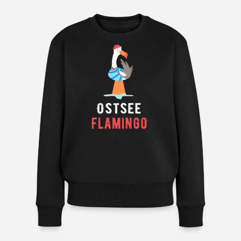 Ostsee Flamingo - Frauen Premium Bio Pullover - Schwarz