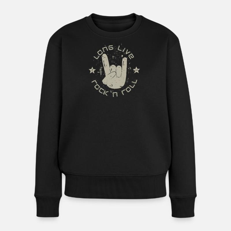 rock 'n' roll - Frauen Premium Bio Pullover - Schwarz