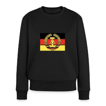 DDR - Frauen Premium Bio Pullover - Schwarz - Vorne - Julia (174cm)