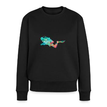Plongeurs en haute mer et Plongeurs PopArt - Pull Premium bio Femme - noir - Devant - Julia (174cm)