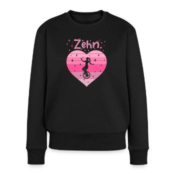 10. Geburtstag Einrad fahren Mädchen Tochter - Frauen Premium Bio Pullover - Schwarz - Vorne - Julia (174cm)