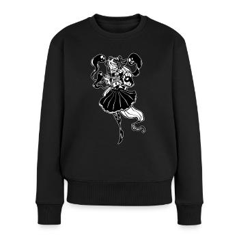 Gothic-Mädchen lesen Buch mit Geistern - Frauen Premium Bio Pullover - Schwarz - Vorne - Julia (174cm)