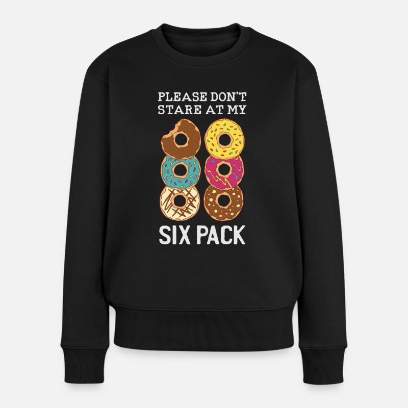 Starr nicht auf mein Six Pack - Frauen Premium Bio Pullover - Schwarz