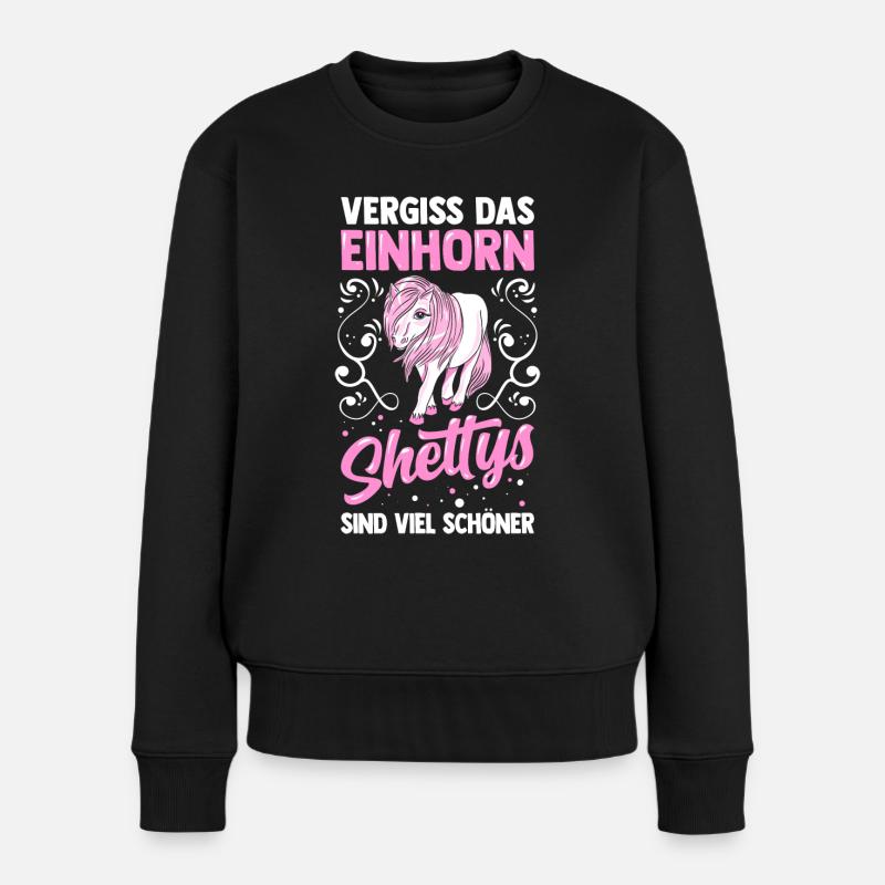 Shetlandpony Shetty Pony Geschenk Pferde Reiten - Frauen Premium Bio Pullover - Schwarz