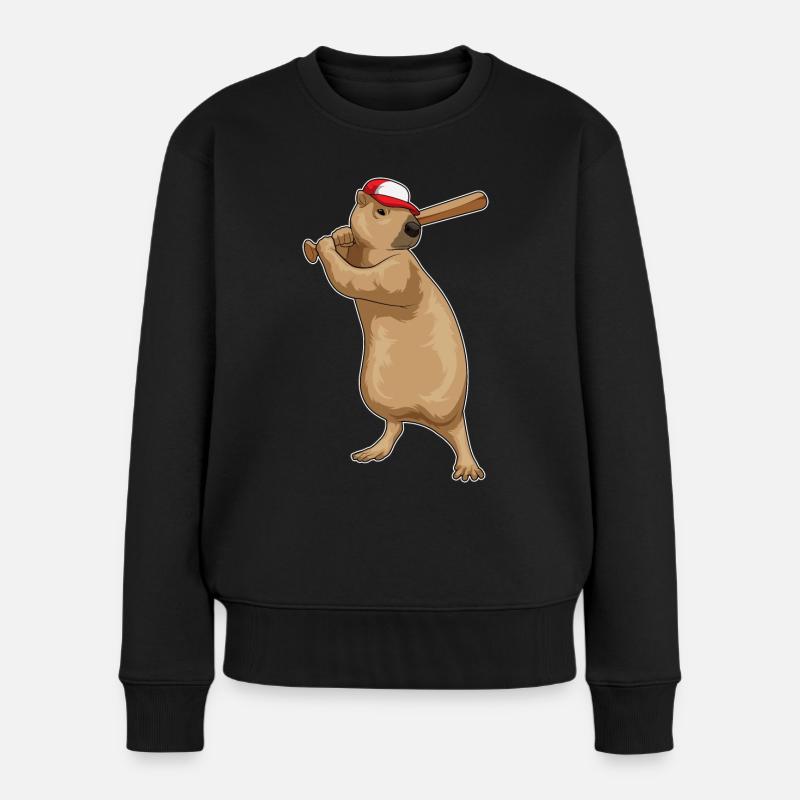 Wasserschwein Baseball Baseballschläger - Frauen Premium Bio Pullover - Schwarz