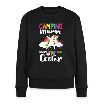 Camping Mama Dabbing Einhorn Campingplatz Camperin - Frauen Premium Bio Pullover - Schwarz - Vorne - Julia (174cm)