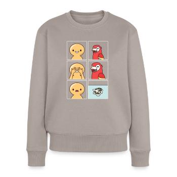 Papagei Kot Design für Papageienbesitzer - Frauen Premium Bio Pullover - Taupe - Vorne - Julia (174cm)