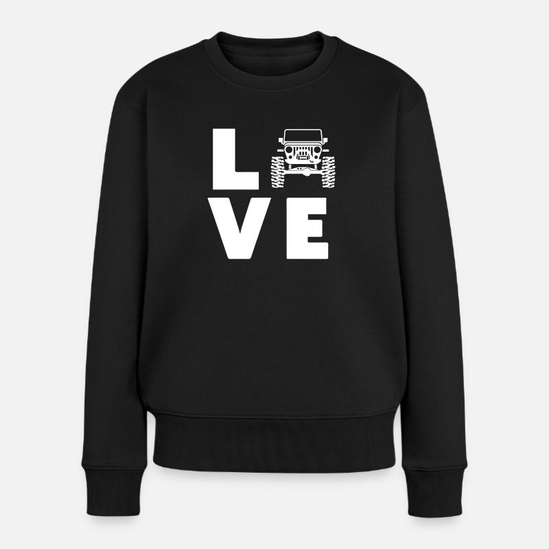 Love Jeeps - Frauen Premium Bio Pullover - Schwarz