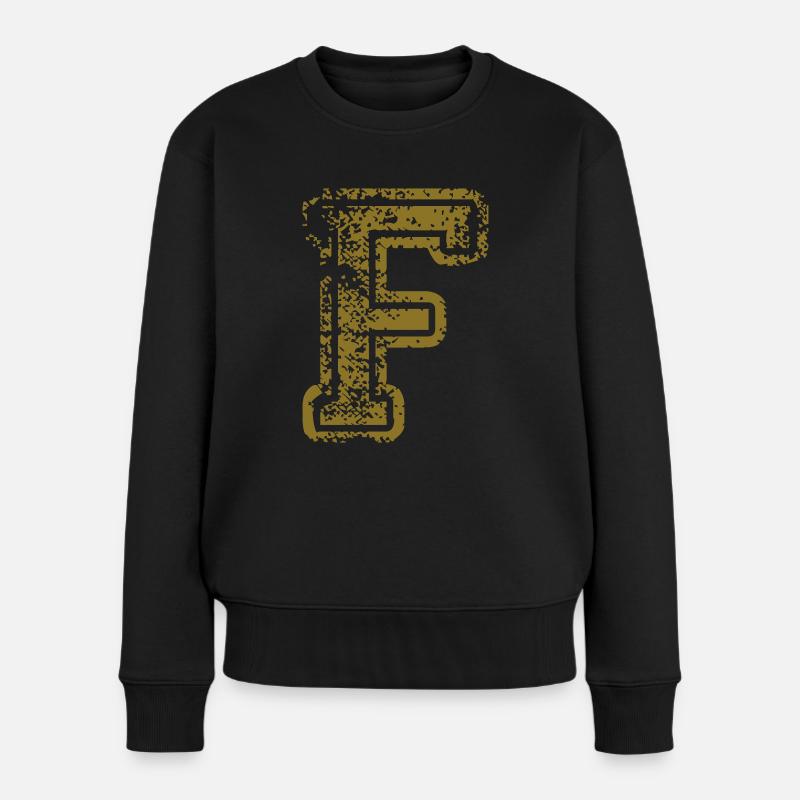 F - Buchstabe - Frauen Premium Bio Pullover - Schwarz