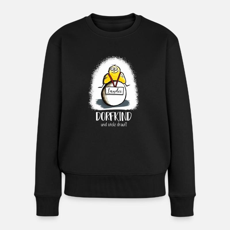 Landei Dorfkind stolz drauf Geschenkidee Spruch - Frauen Premium Bio Pullover - Schwarz