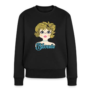 Retro Illustration Blonde - Frauen Premium Bio Pullover - Schwarz - Vorne - Julia (174cm)