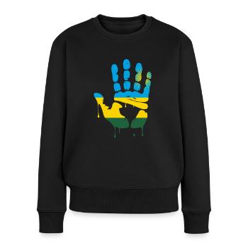 Gib mir Fünf Ruanda - Frauen Premium Bio Pullover - Schwarz - Vorne - Julia (174cm)