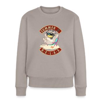 Summer 2022 relax dog at the beach - Women's Premium Organic Jumper - taupe - Front - Julia (174cm)