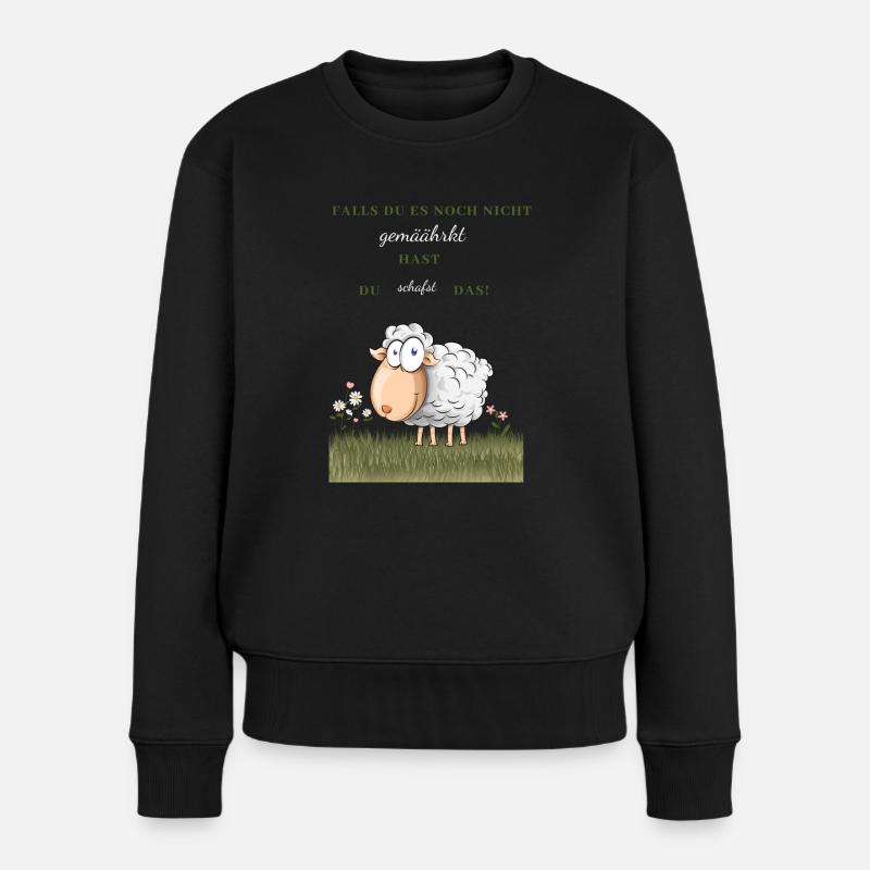 Schaf mit Spruch - Falls du es noch nicht .. - Frauen Premium Bio Pullover - Schwarz