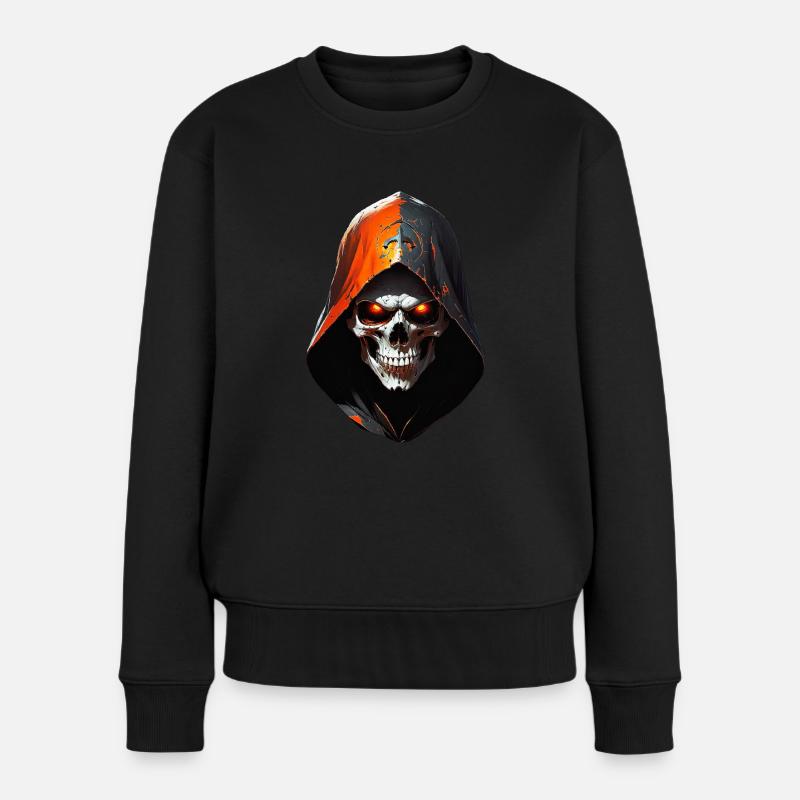 Skull - Frauen Premium Bio Pullover - Schwarz
