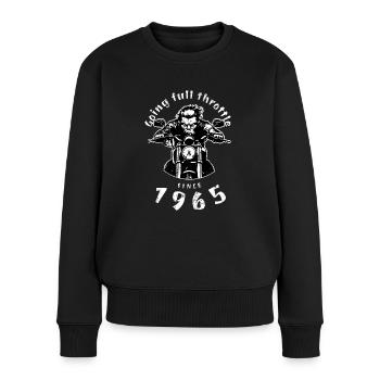 59. Geburtstag Going full throttle since 1965 - Frauen Premium Bio Pullover - Schwarz - Vorne - Julia (174cm)