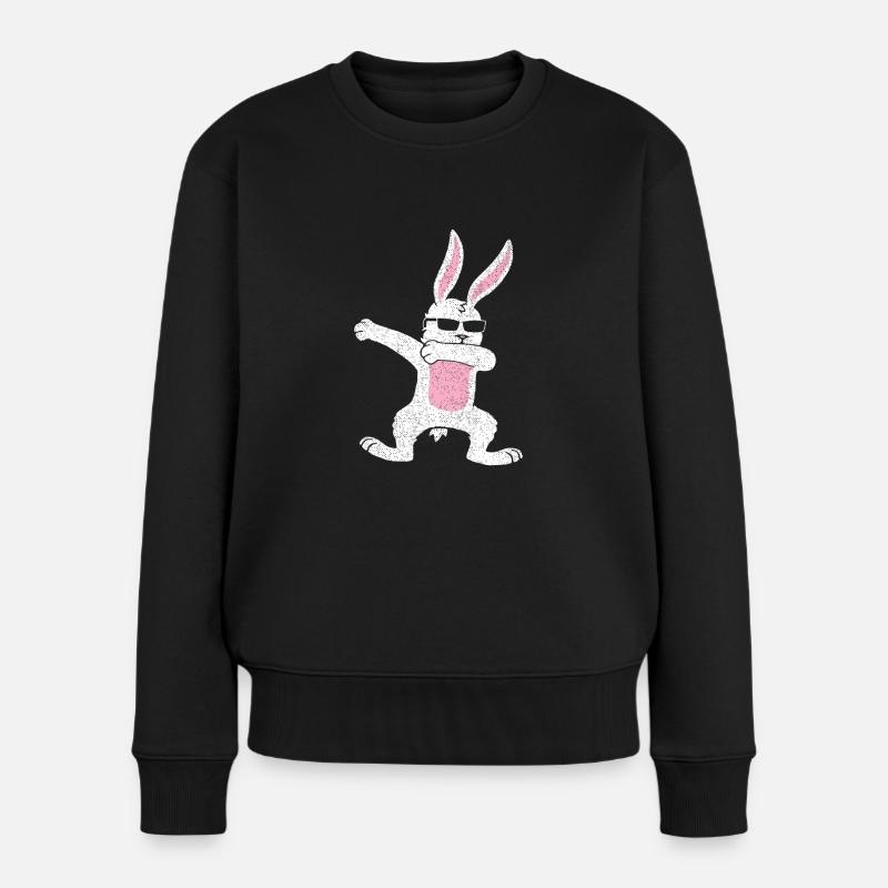 Dabbing Osterhase Ostern Geschenk Geschenkidee - Frauen Premium Bio Pullover - Schwarz