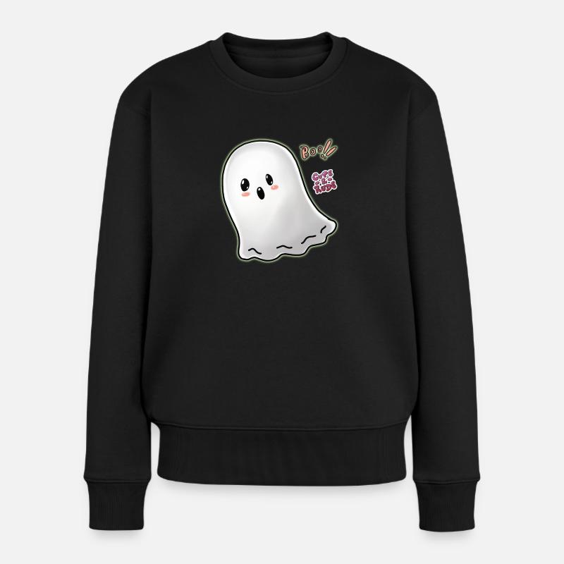 Boo Fantom - Niedlich und unhöflich - Frauen Premium Bio Pullover - Schwarz