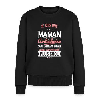 Maman Ardéchoise comme maman normale plus cool - Pull Premium bio Femme - noir - Devant - Julia (174cm)