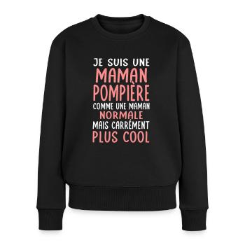 Maman pompière comme maman normale plus cool - Pull Premium bio Femme - noir - Devant - Julia (174cm)