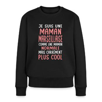 Maman Marseillaise comme maman normale plus cool - Pull Premium bio Femme - noir - Devant - Julia (174cm)