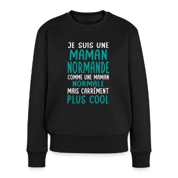 Maman Normande comme maman normale plus cool - Pull Premium bio Femme - noir - Devant - Julia (174cm)