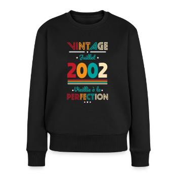 Anniversaire 20 ans - Vintage - Juillet 2002 - Pull Premium bio Femme - noir - Devant - Julia (174cm)