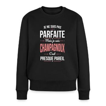 Je ne suis pas parfaite mais je suis Champagnoux - Pull Premium bio Femme - noir - Devant - Julia (174cm)