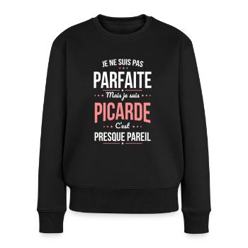 Je ne suis pas parfaite mais je suis Picarde - Pull Premium bio Femme - noir - Devant - Julia (174cm)