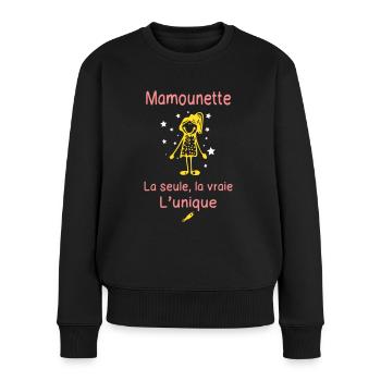 Mamounette la Seule la Vraie l'Unique - Cadeau - Pull Premium bio Femme - noir - Devant - Julia (174cm)