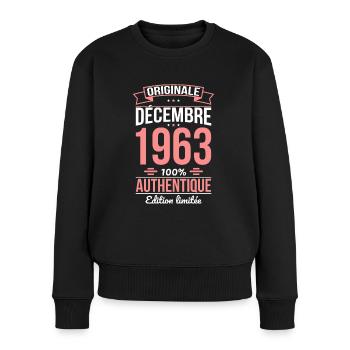 Anniversaire 60 ans - Originale - Décembre 1963 - Pull Premium bio Femme - noir - Devant - Julia (174cm)