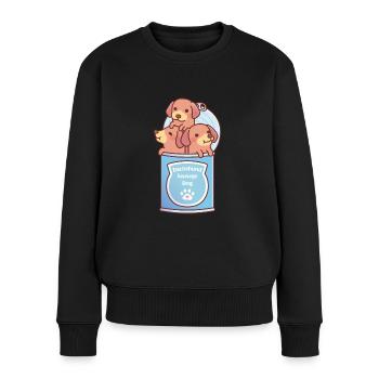 Lustige Dackel Wursthunde In A Can Doodle - Frauen Premium Bio Pullover - Schwarz - Vorne - Julia (174cm)