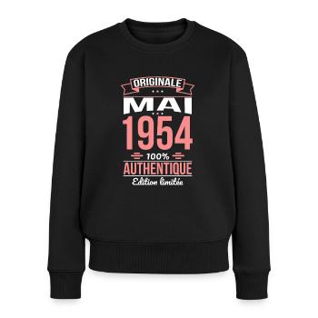 70. Jahrestag - Original - Mai 1954 - Frauen Premium Bio Pullover - Schwarz - Vorne - Julia (174cm)