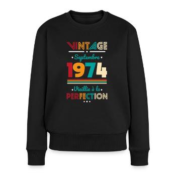 50th Anniversary - Vintage - September 1974 - Women's Premium Organic Jumper - black - Front - Julia (174cm)