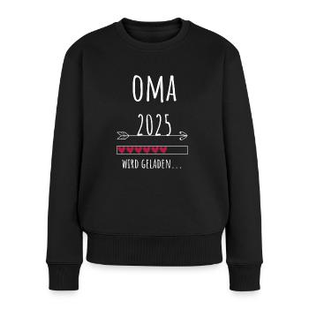 werdende Oma 2025 Ankündigung Schwangerschaft - Frauen Premium Bio Pullover - Schwarz - Vorne - Julia (174cm)