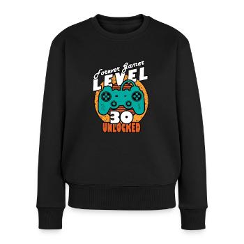 30. Geburtstag Level 30 Spieler - Frauen Premium Bio Pullover - Schwarz - Vorne - Julia (174cm)