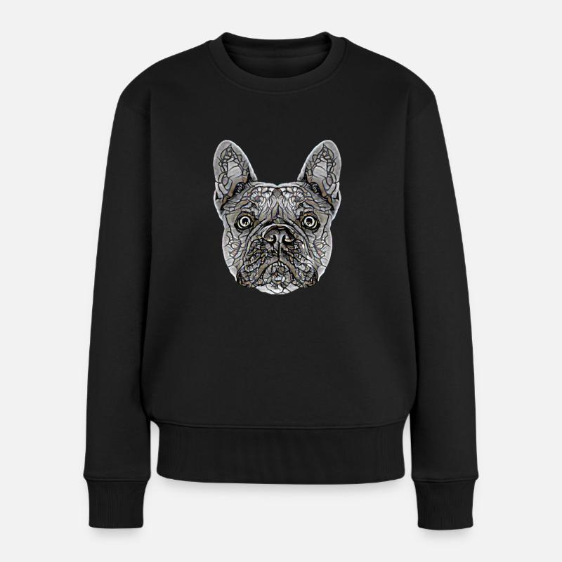 Französische Bulldogge Gesicht - Frauen Premium Bio Pullover - Schwarz
