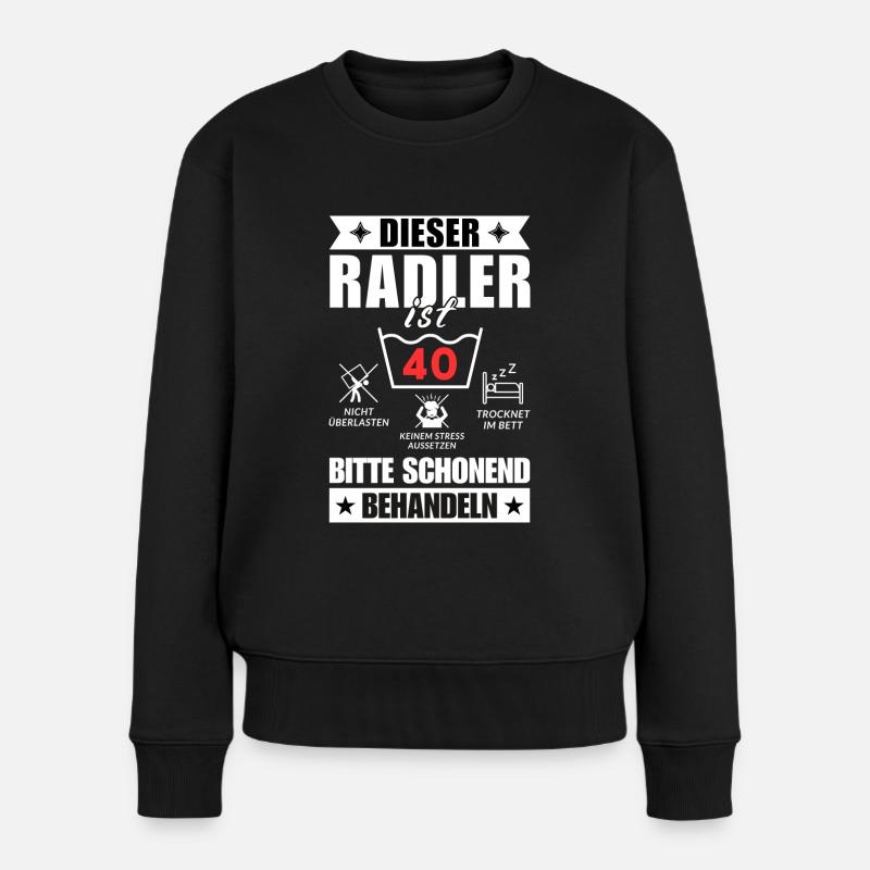 Dieser Radler ist 40. Schonend behandeln - Frauen Premium Bio Pullover - Schwarz