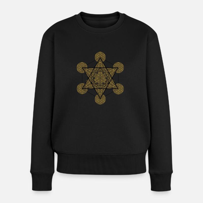 Metatron Heilige Geometrie - Frauen Premium Bio Pullover - Schwarz