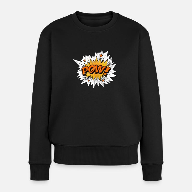 POW COMIC COMICSTYLE CARTOON POOW COMICS WORDS - Women's Premium Organic Jumper - black